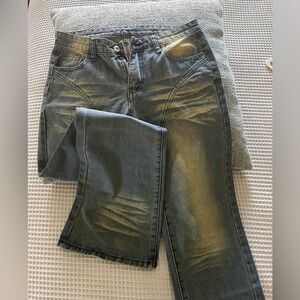 Low-waisted Washed Flared Jeans